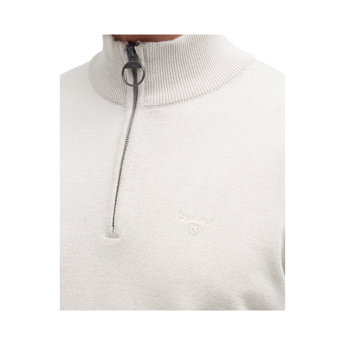 Cotton Half Zip - White