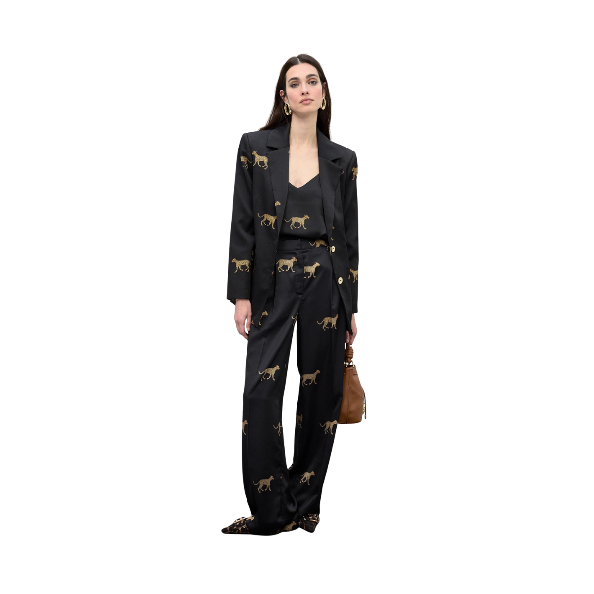 Slip Top with Print - Black-Brown