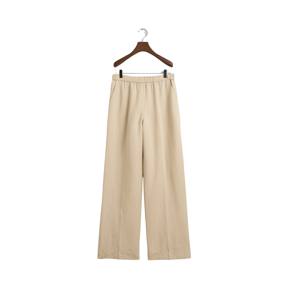 Relaxed Linen Blend Pull On Pants - Beige