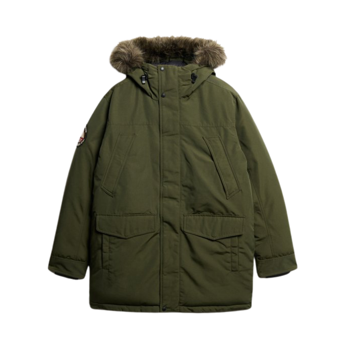 Everest Faux Fur Parka Jacket - D8B Army Khaki Green