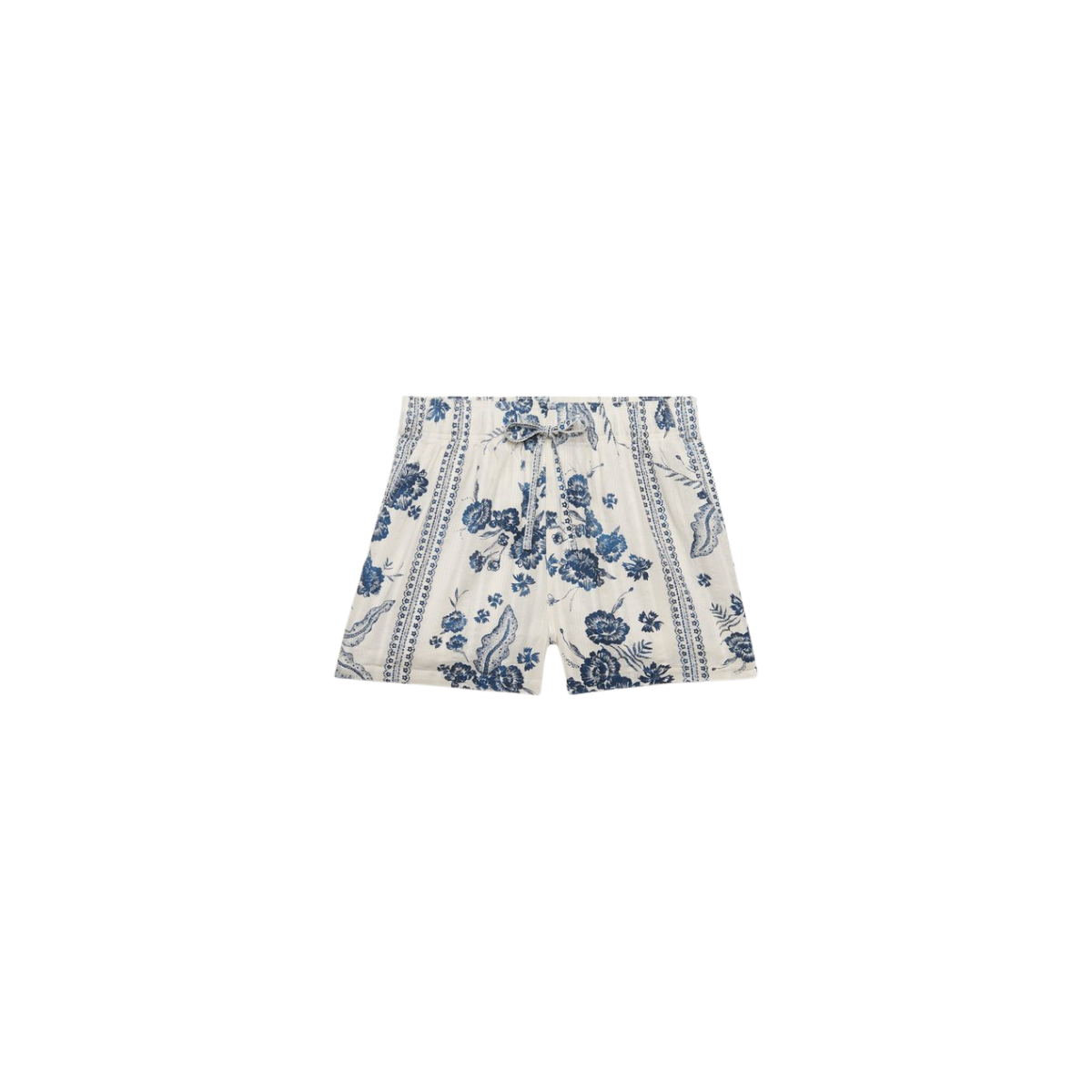 Cotton Printed Beach Short - Jeane Floral Cream