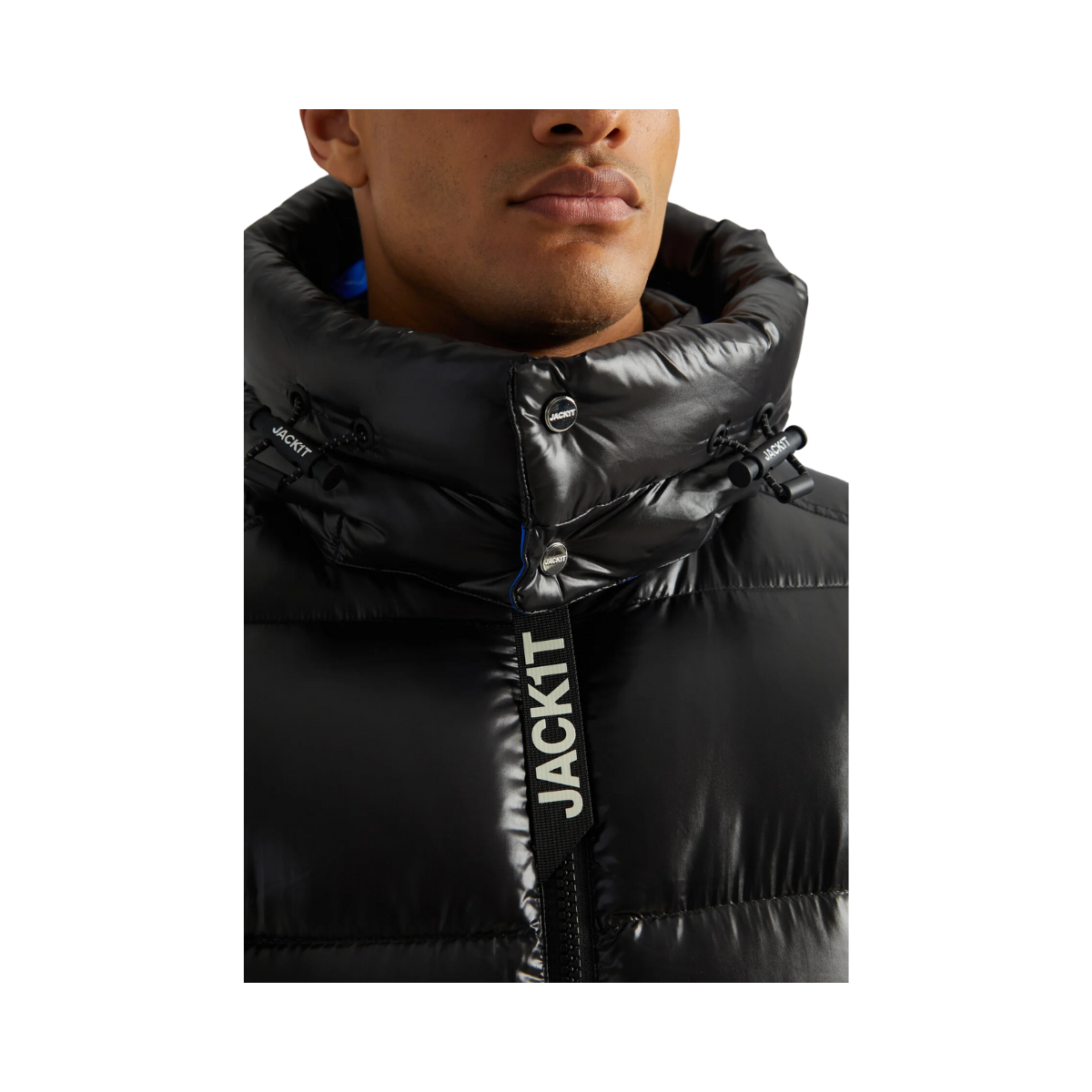 EZ PUFFER SLICK HOOD - Black/Blue