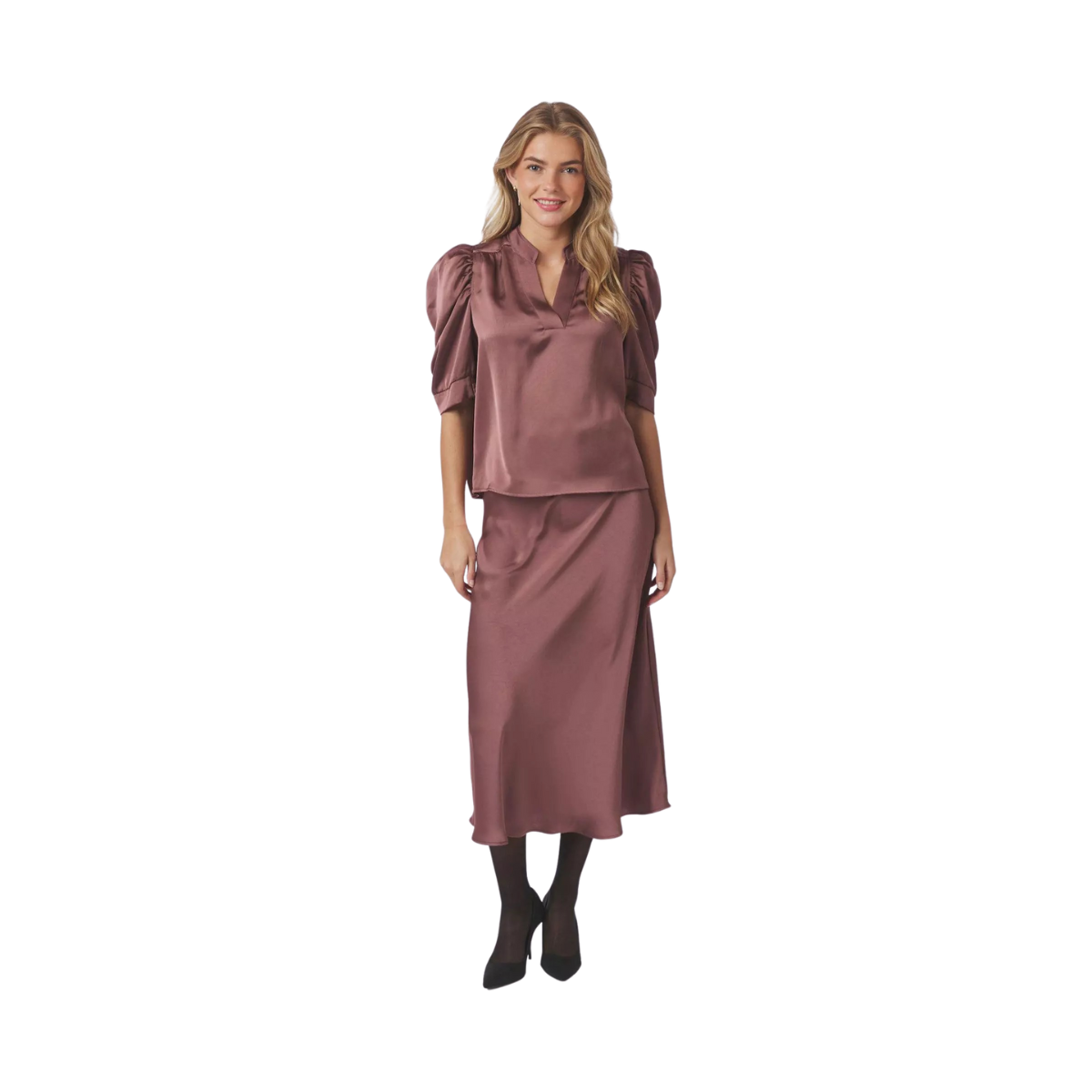 Roella Heavy Sateen Blouse - Dark Rose