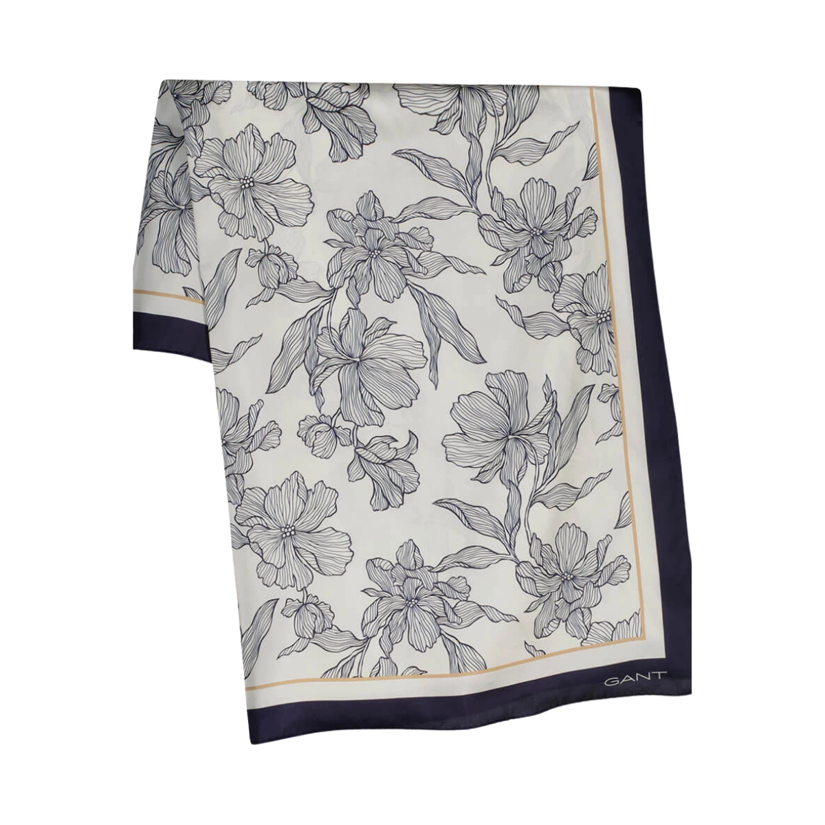 Floral Print Silk Scarf - Evening Blue
