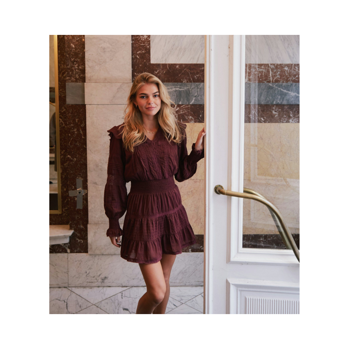 Aran S voile Dress - Burgundy