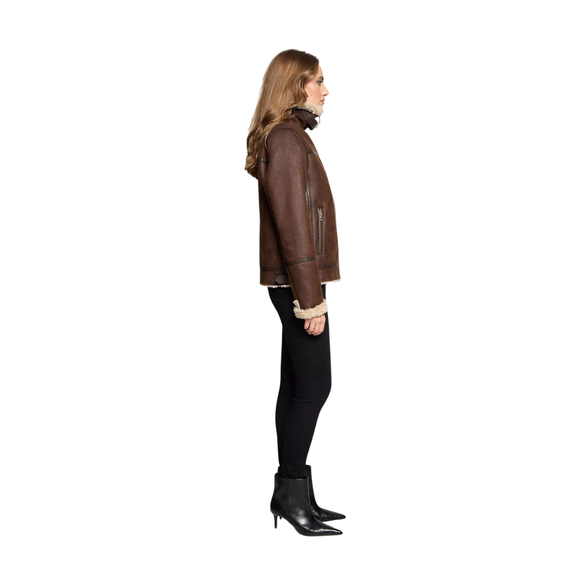 Belle Aviator Jacket - 19970 Dark Brown/Beige