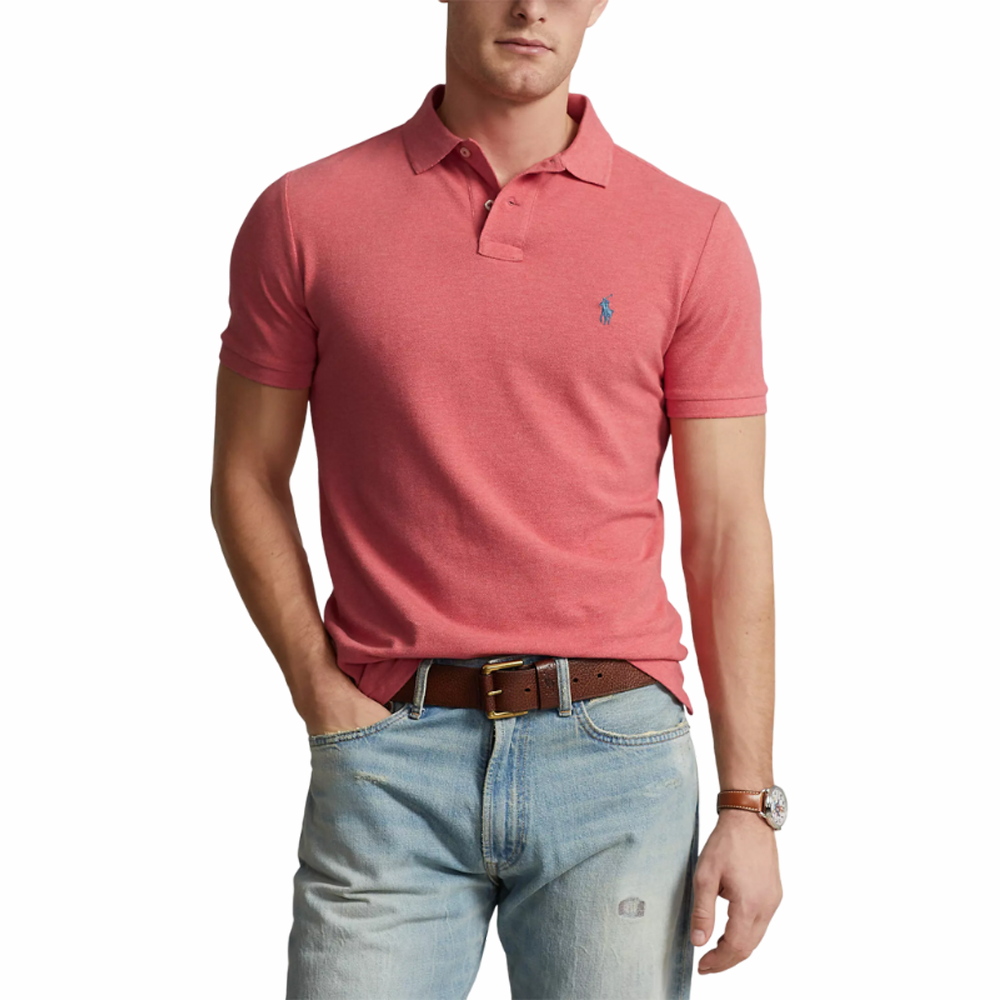 Custom Slim Fit Mesh Polo Shirt - Red