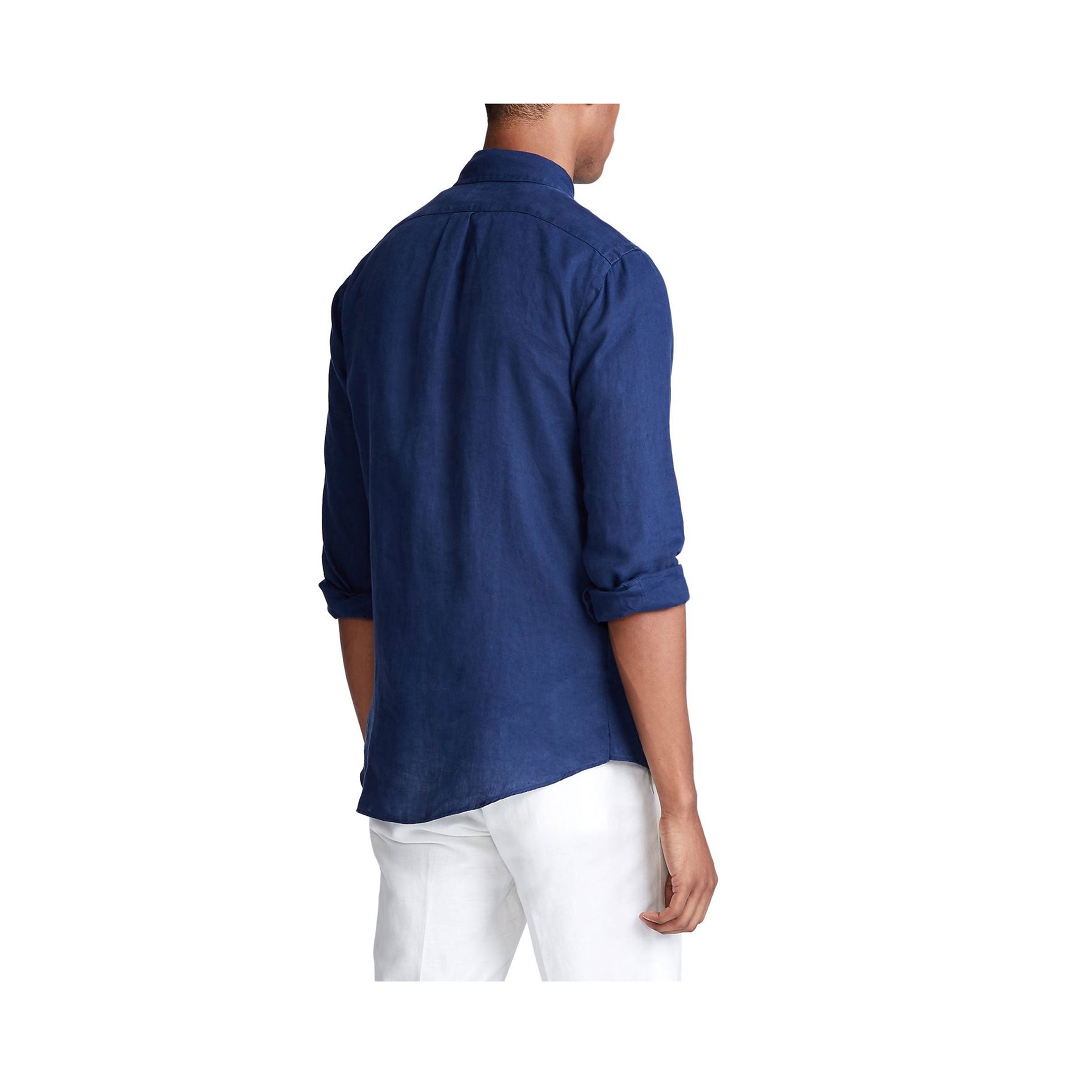 Classic Linnen Custom Fit Shirt - Navy