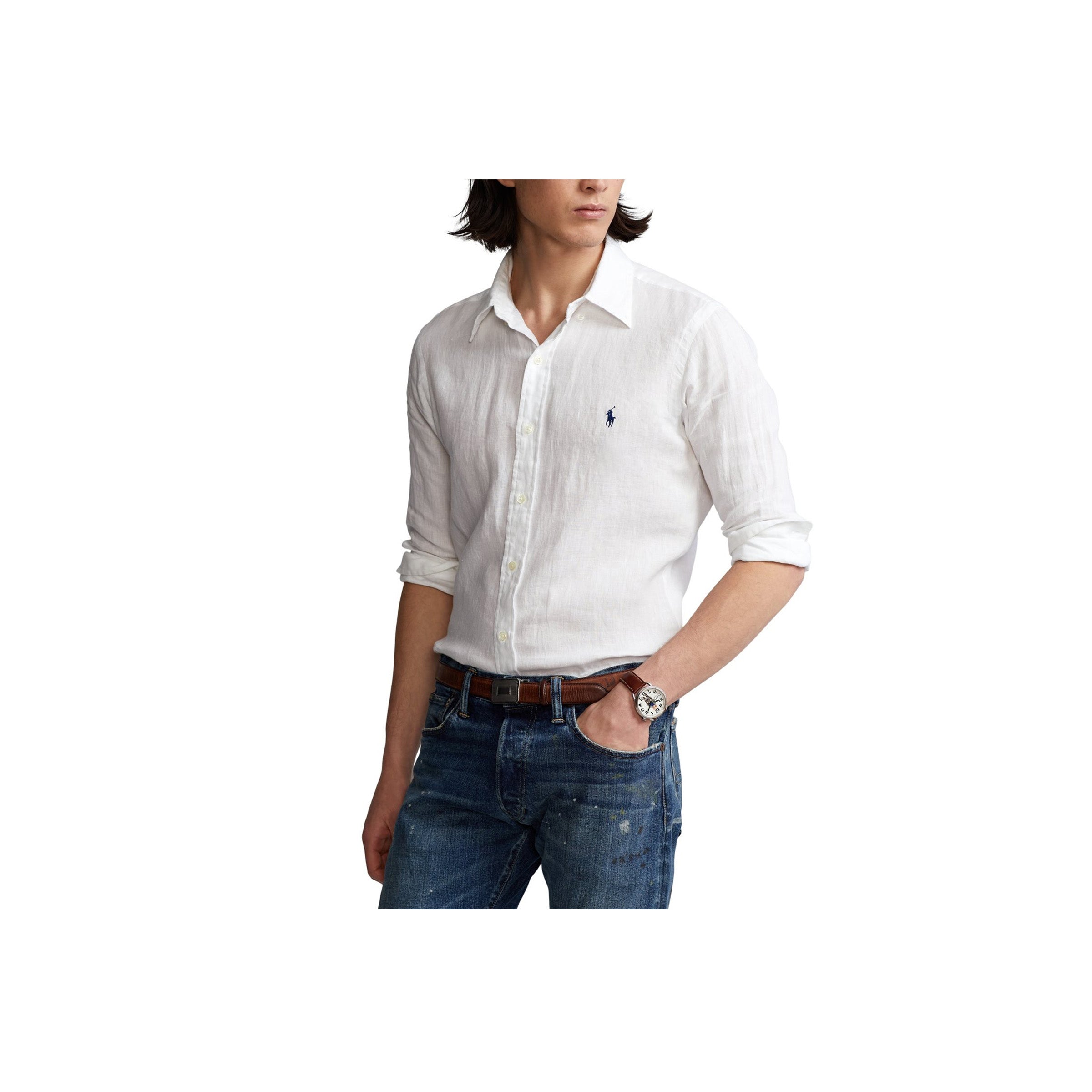 Classic Linnen Custom Fit Shirt - White