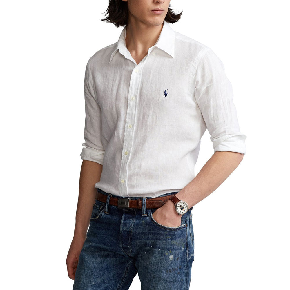 Classic Linnen Custom Fit Shirt - White