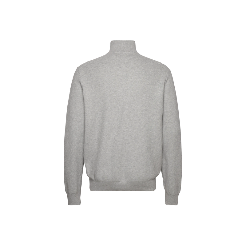 Mesh-Knit Cotton Quarter-Zip Sweater - Grey