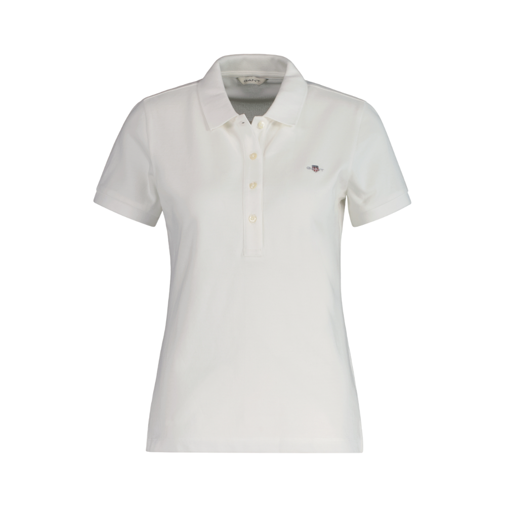 Slim Shield Cap Sleeve Pique Polo - White