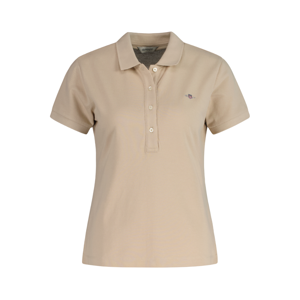 Slim Shield Cap Sleeve Pique Polo - Beige