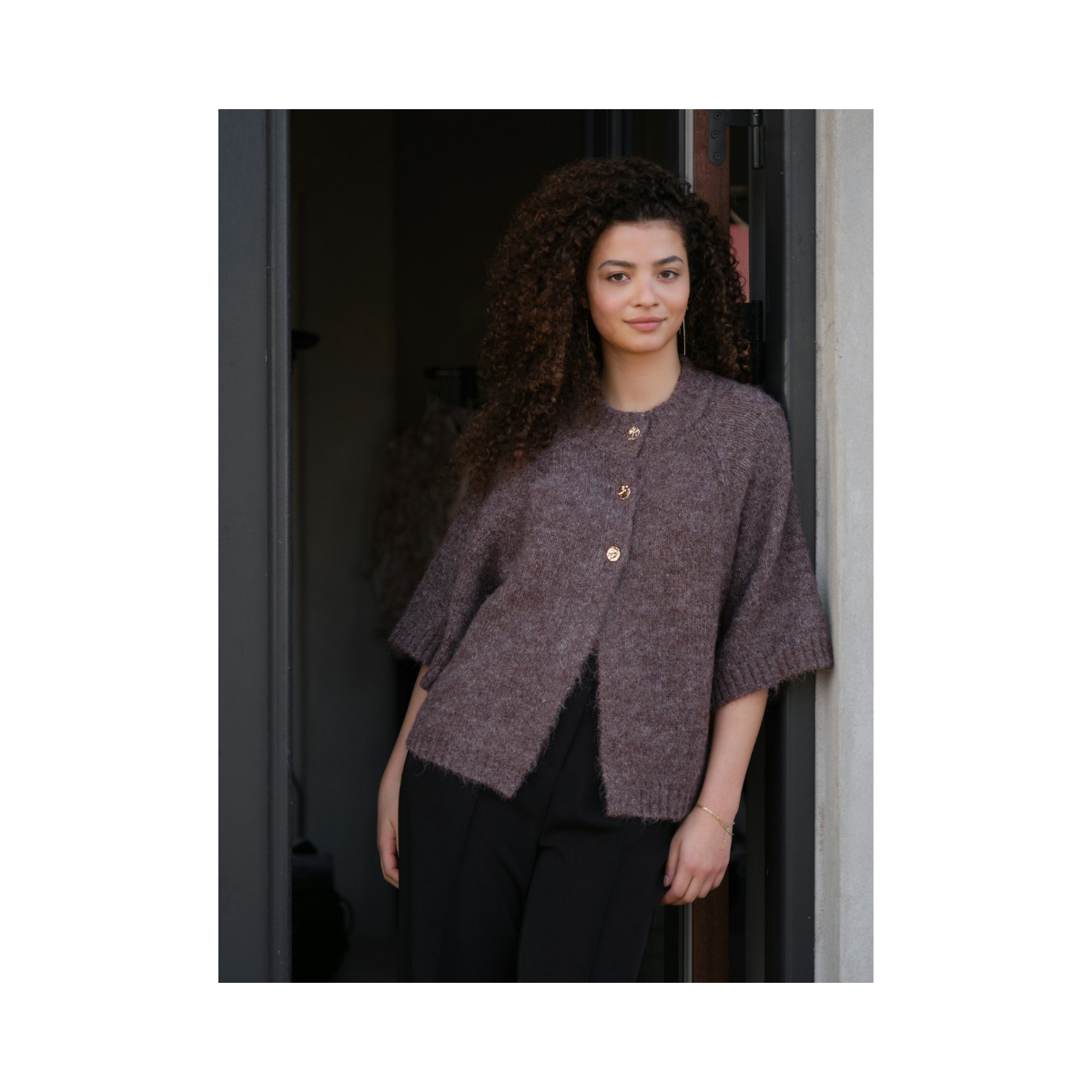 Benuta Fluffy Knit Cardigan - Light Brown