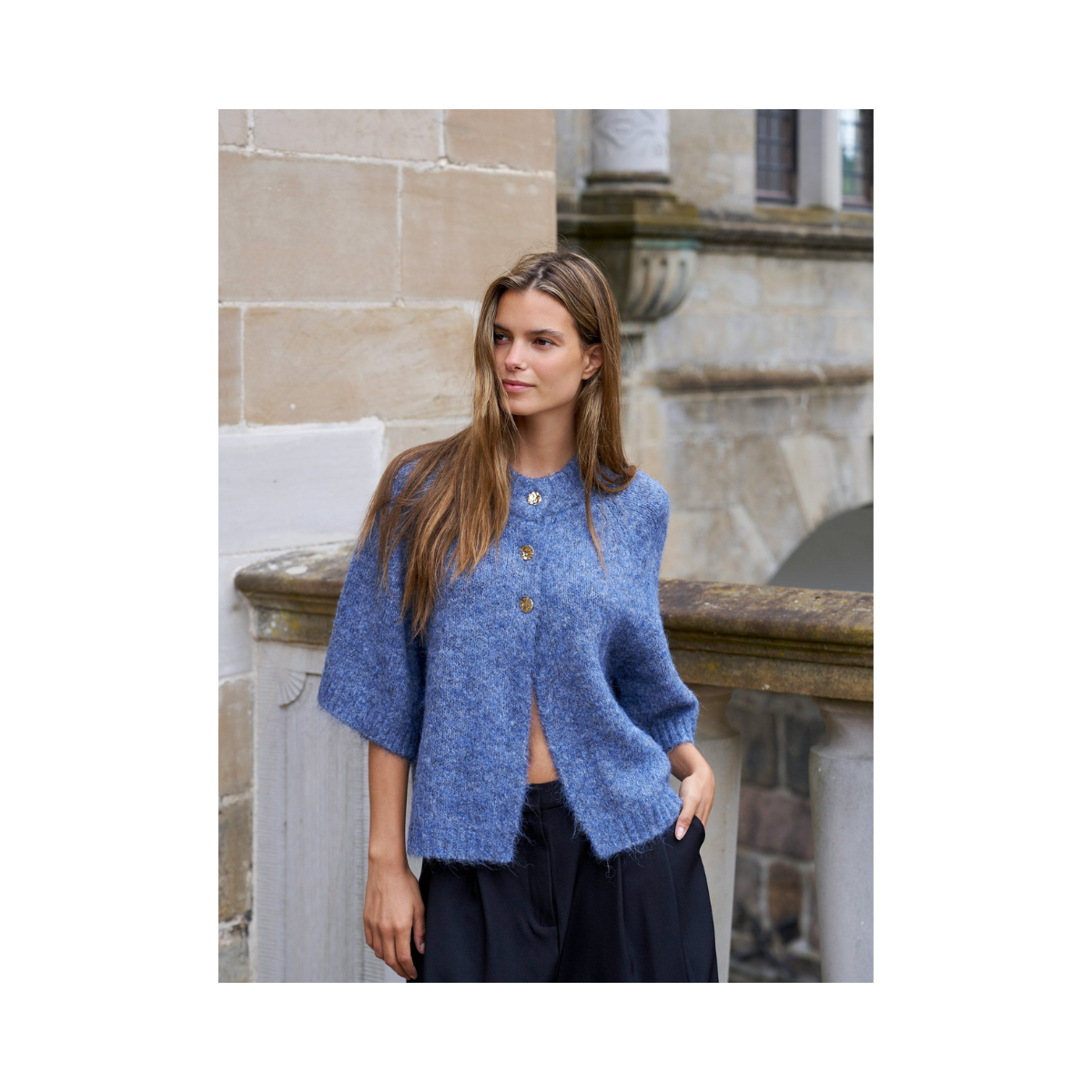 Benuta Fluffy Knit Cardigan - Smokey Blue