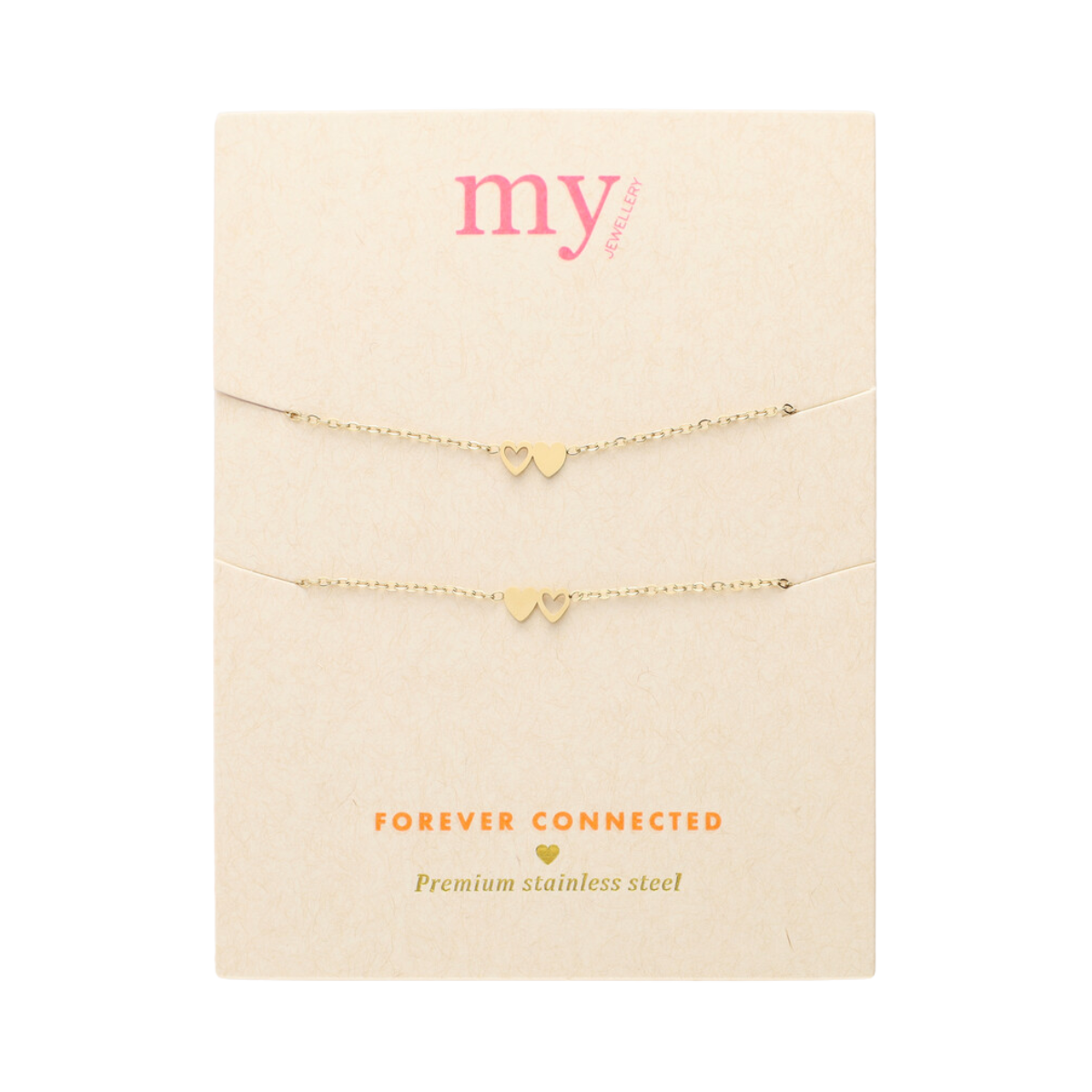 Bracelet set two hearts - Gold