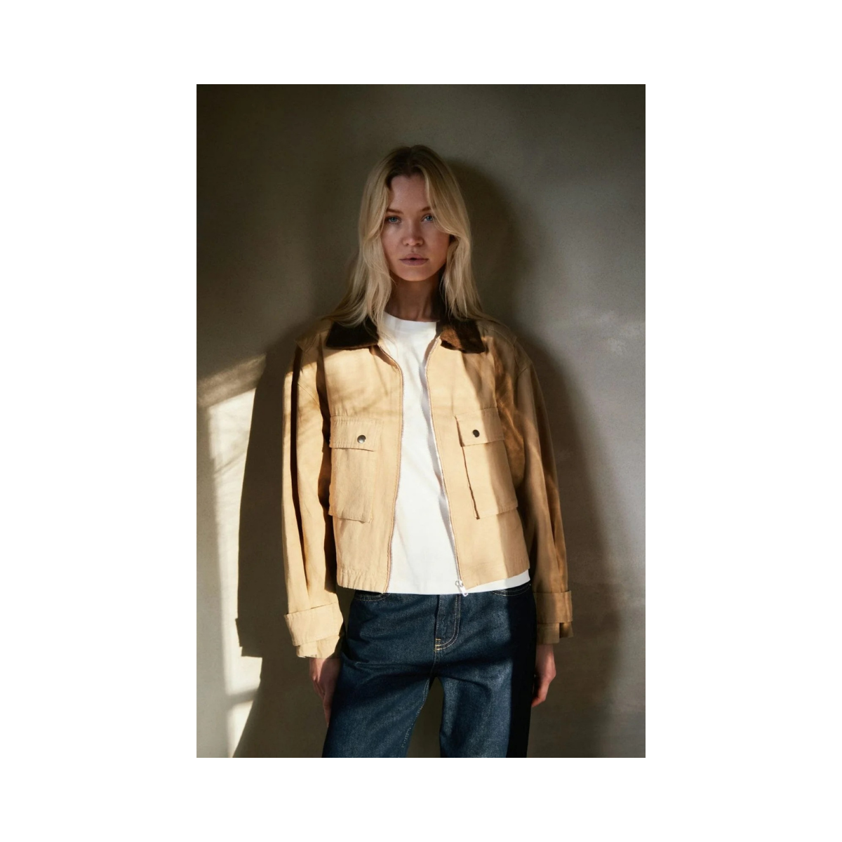 Rivera Canvas Boxy Jacket - Beige