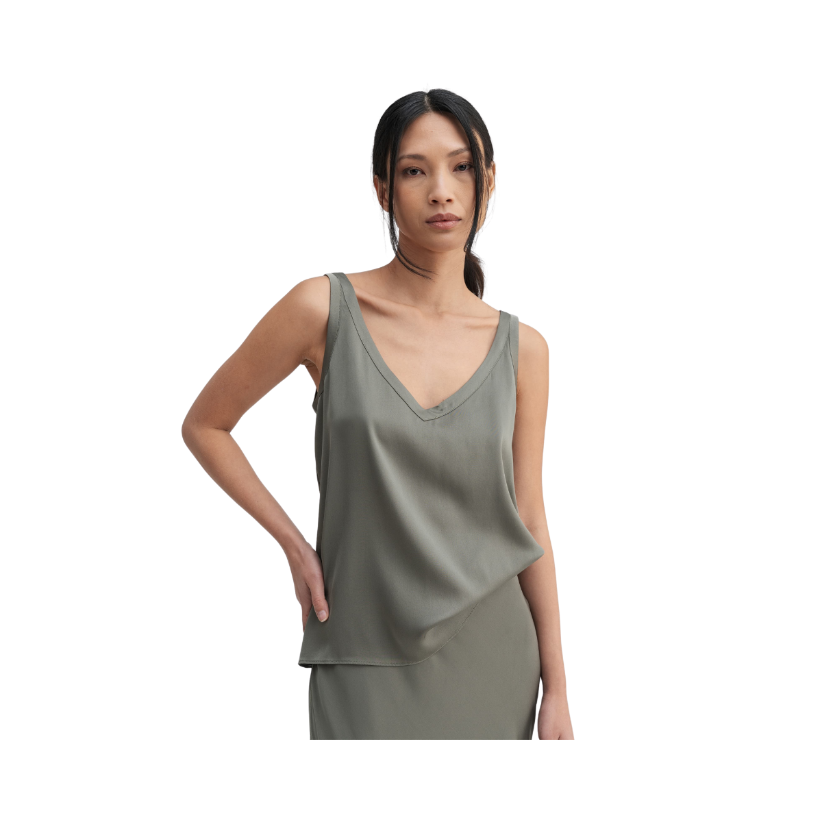 Shin silk tank - Light military