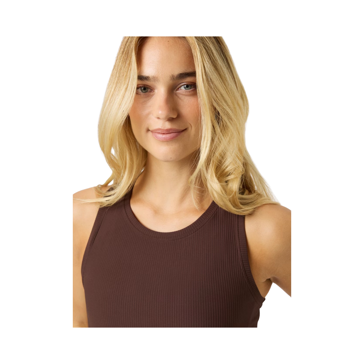 Studio Ribbed Cropped Tank Top - Coffee Bean