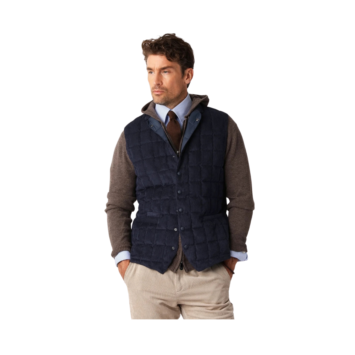 Tech Cord Vest - Navy