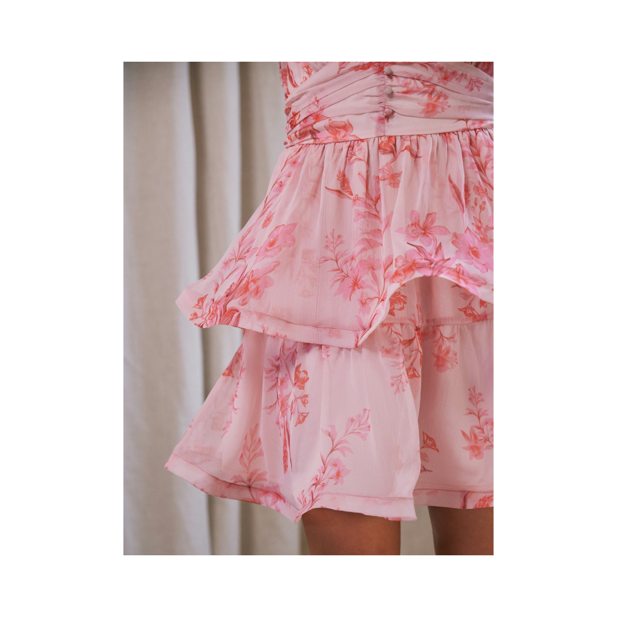 Rivana Print Chiffon Dress - Pink