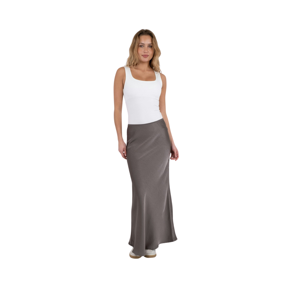 Vicky Heavy Sateen Skirt - Grey