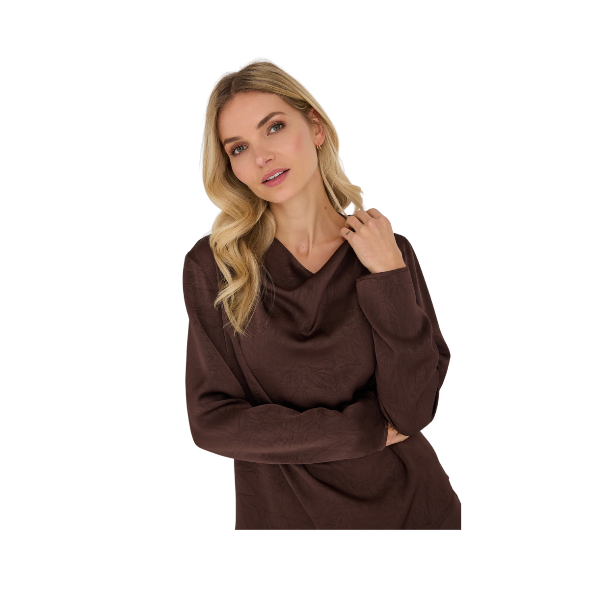 Sinda Drape Blouse - Dark Brown