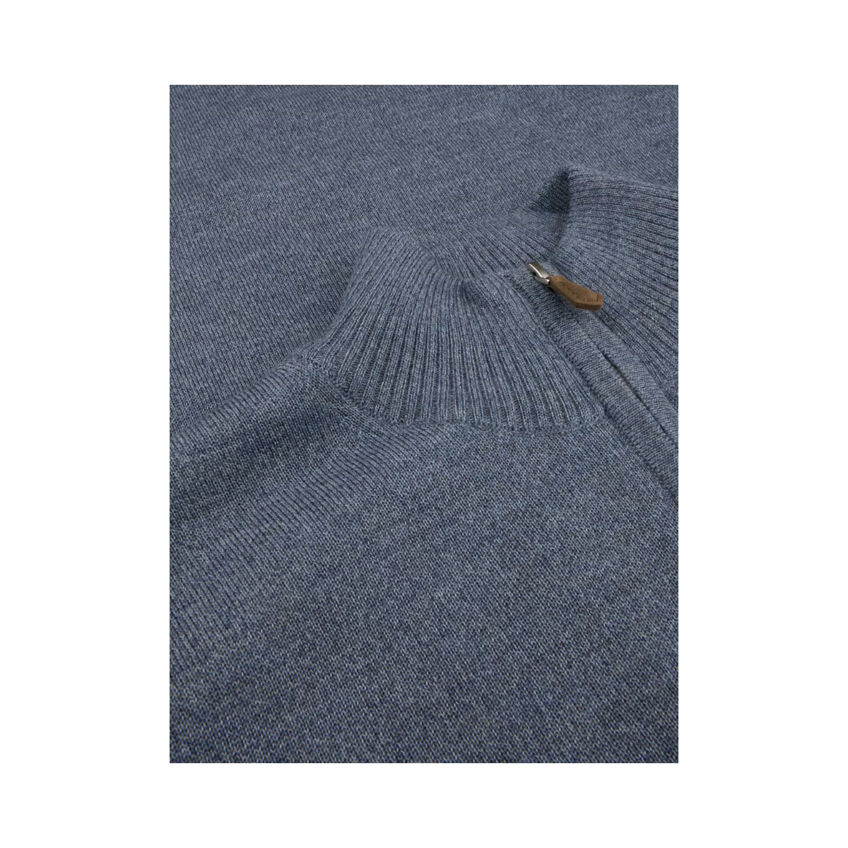 Sweater Knitted Half Zip Merino - Blue