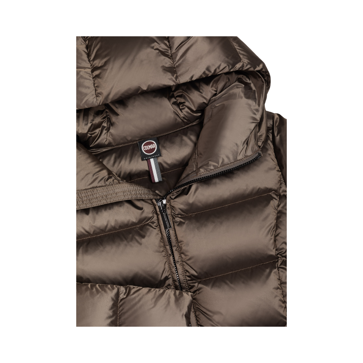 Ladies Long Down Jacket with Hood - Dark Yam