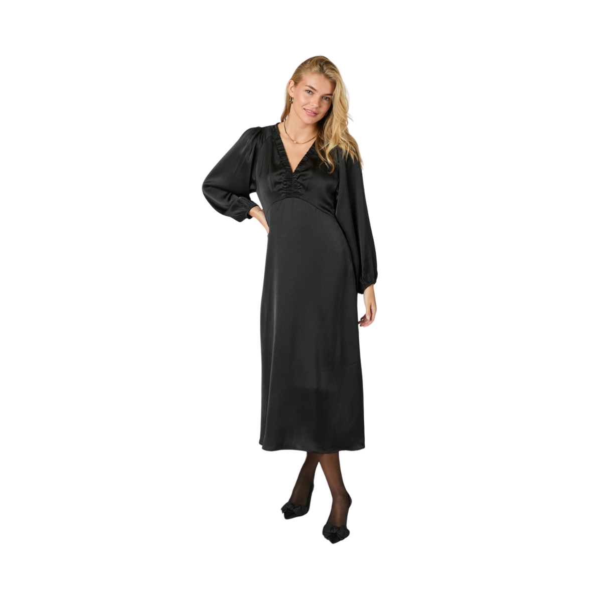 Isobel Heavy Sateen Dress - Black