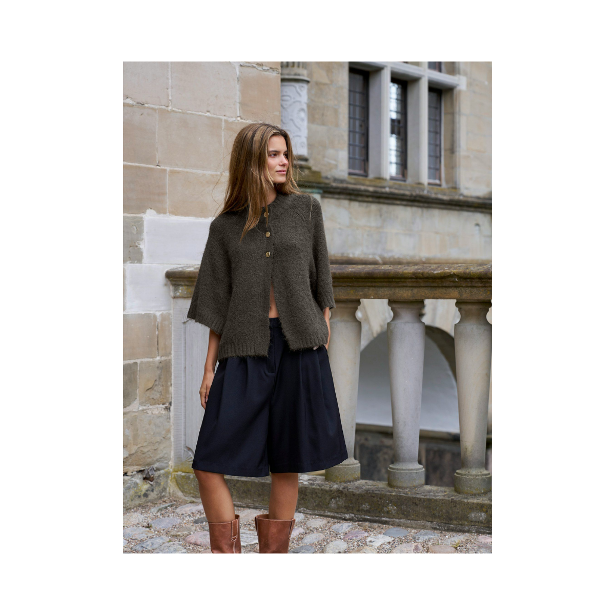 Benuta Fluffy Knit Cardigan - Army