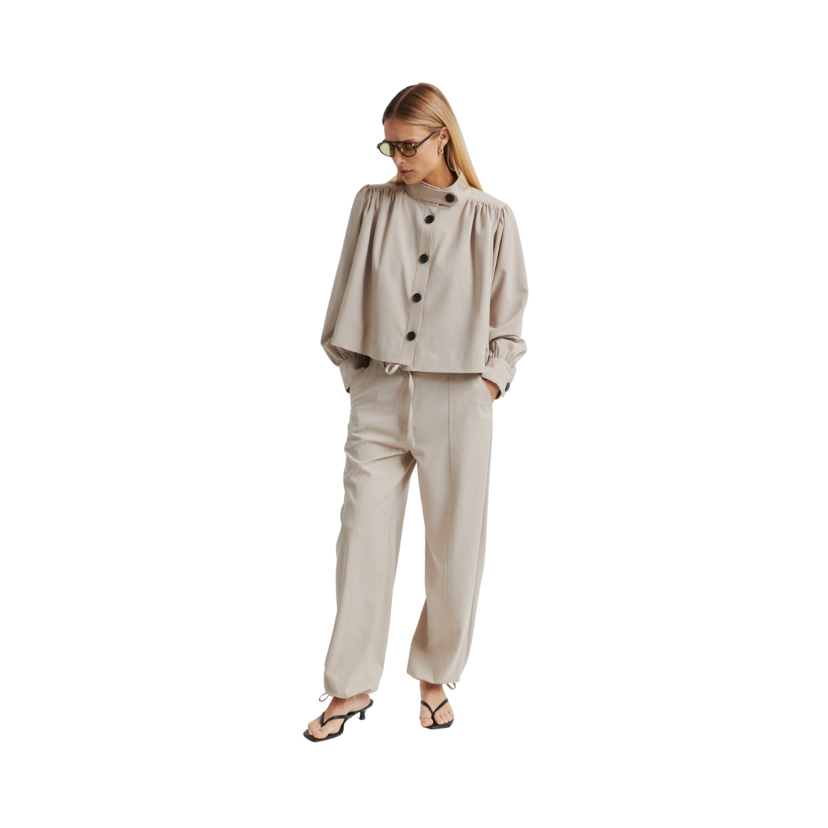 Zoie Cargo Trousers - Light Beige Melange