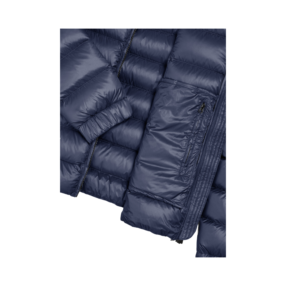 Mens Glossy Hooded  Down Jacket - Navy