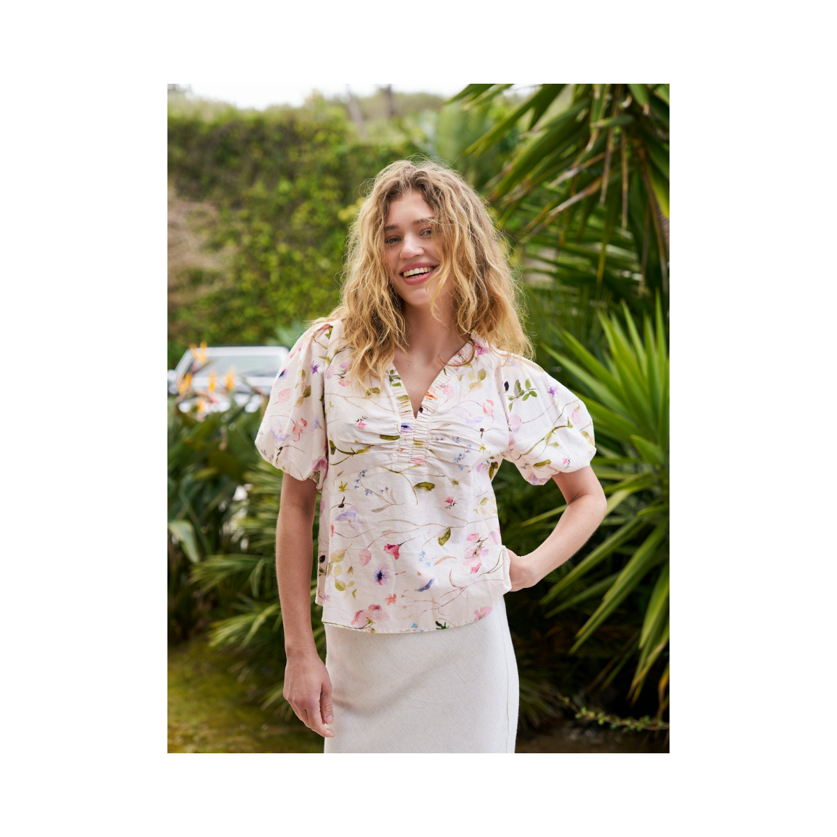 Irina Flower Blouse - Off White