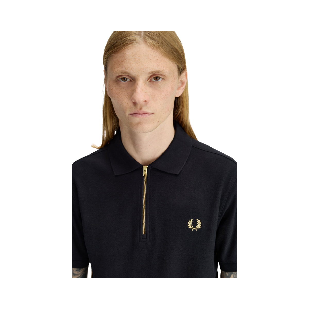 Stripe Tape Polo Shirt - Black/Champagne