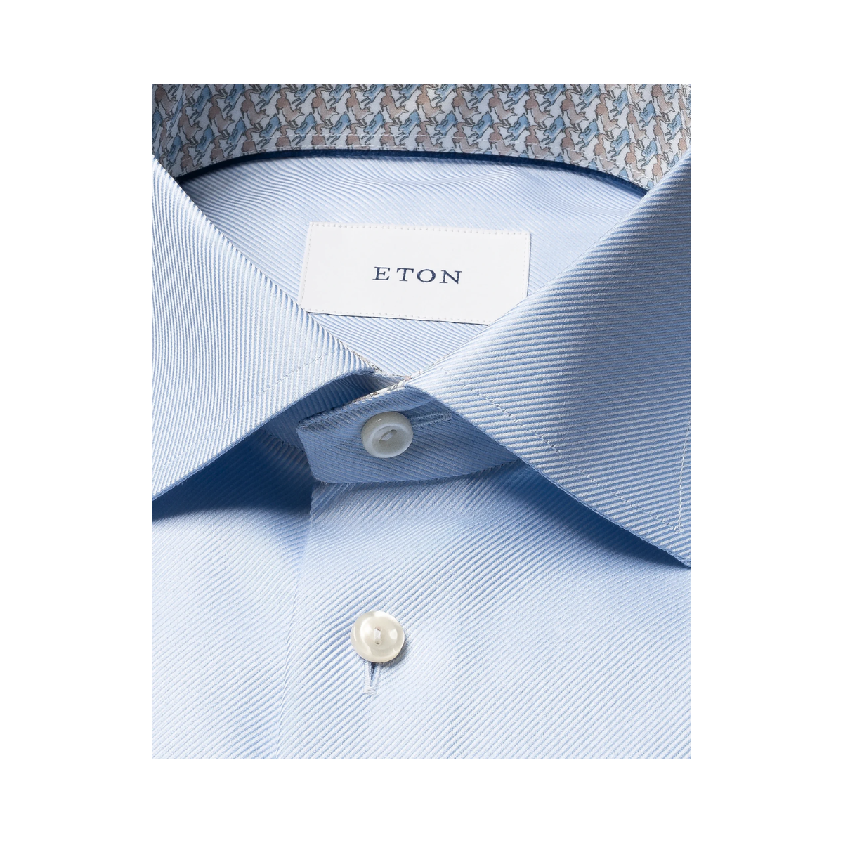 Geometric Effect Textured Twill Shirt - Light Blue