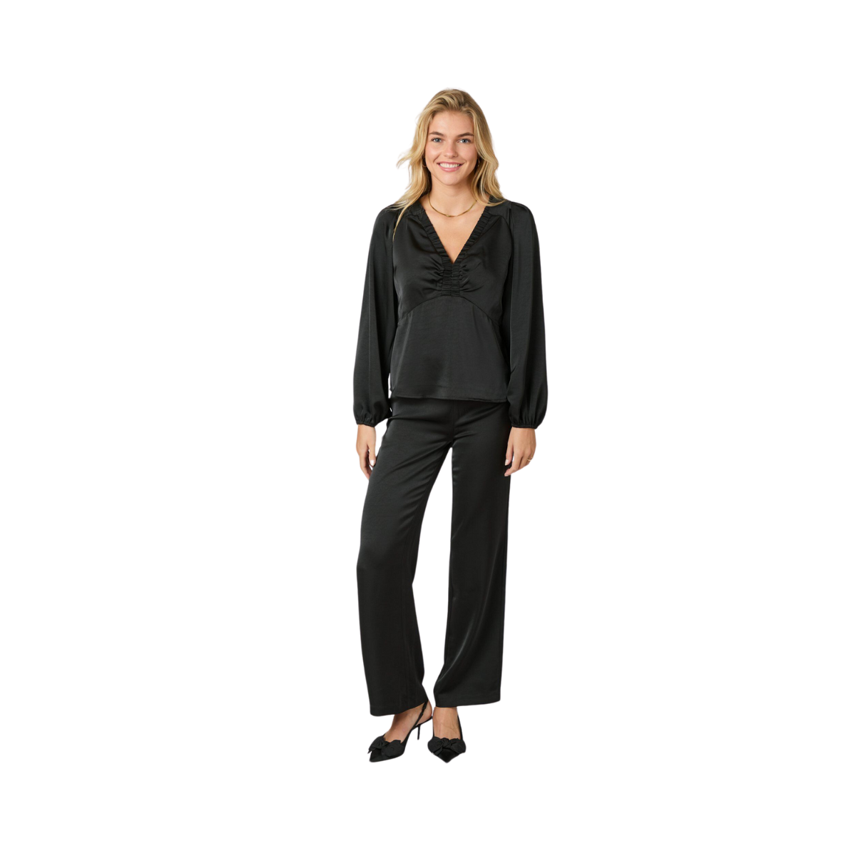 Debra Heavy Sateen Pants - Black