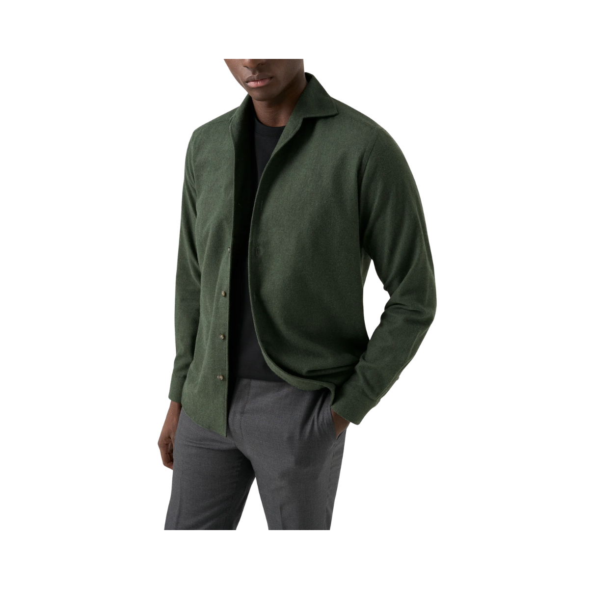 Solid Flannel Shirt - Dark Green