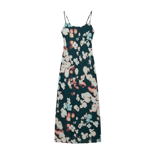 Printed Maxi Slip Dress - Ink Cherry Blossom