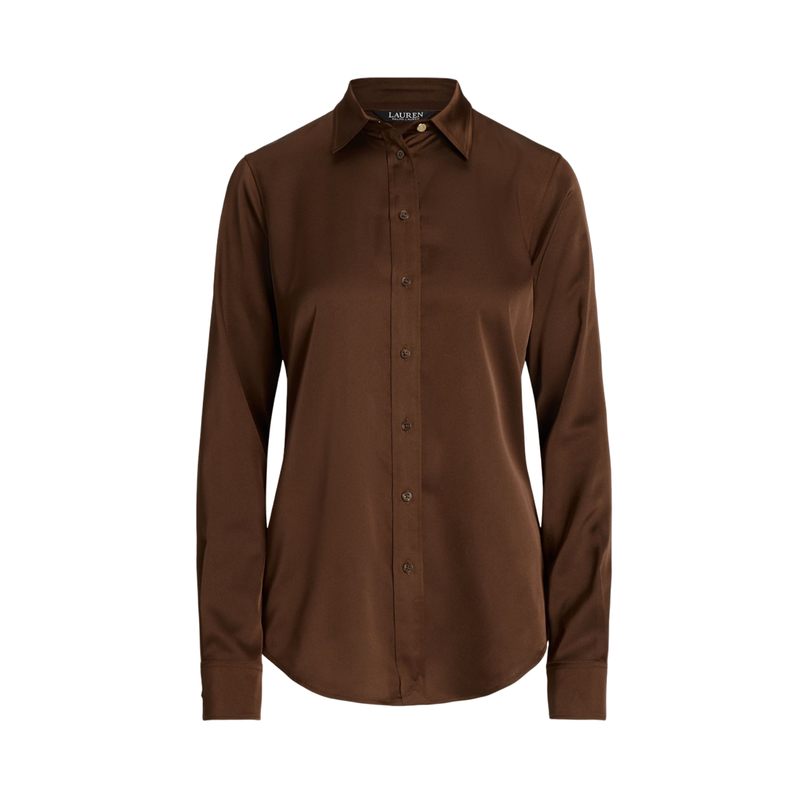 Jamelko Long Sleeve Button Front Shirt - Brown