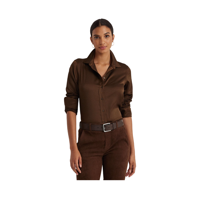 Jamelko Long Sleeve Button Front Shirt - Brown