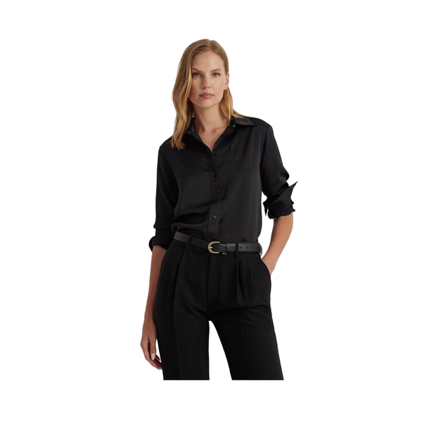 Jamelko Long Sleeve Button Front Shirt - Black