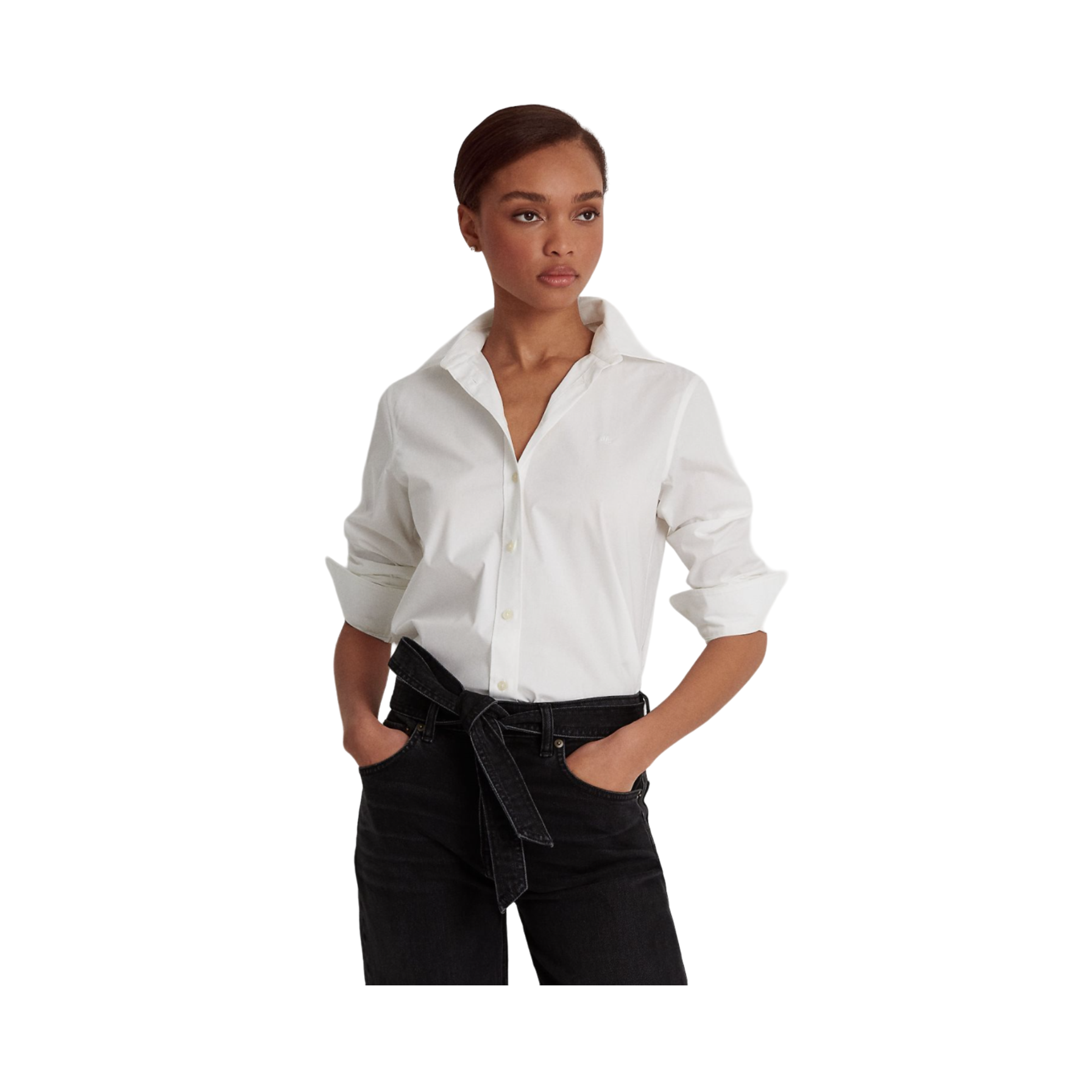 Jamelko Long Sleeve Button Front Shirt - White