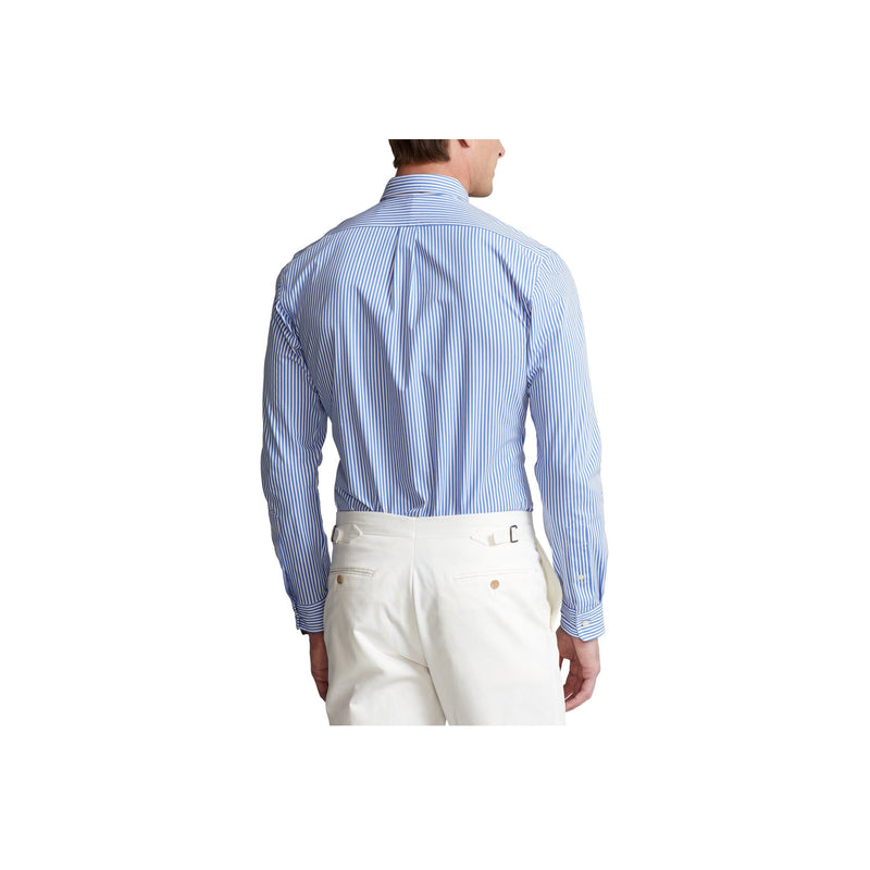 Custom Fit Striped Stretch Poplin Shirt - Blue