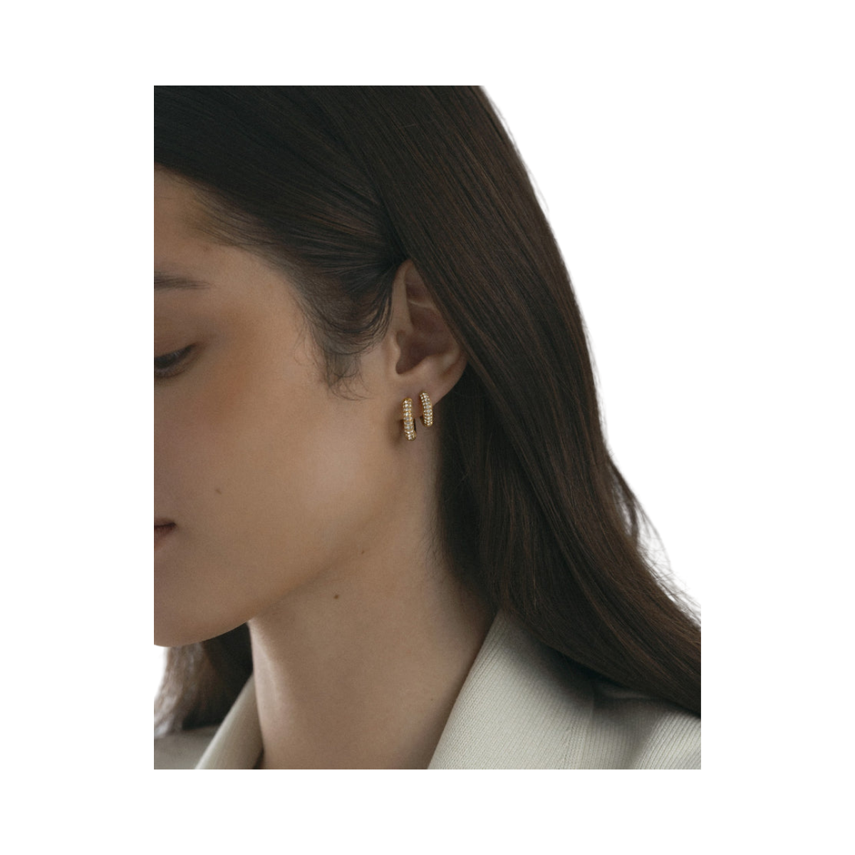 Pavé Everyday Medium Gold Hoops - gold