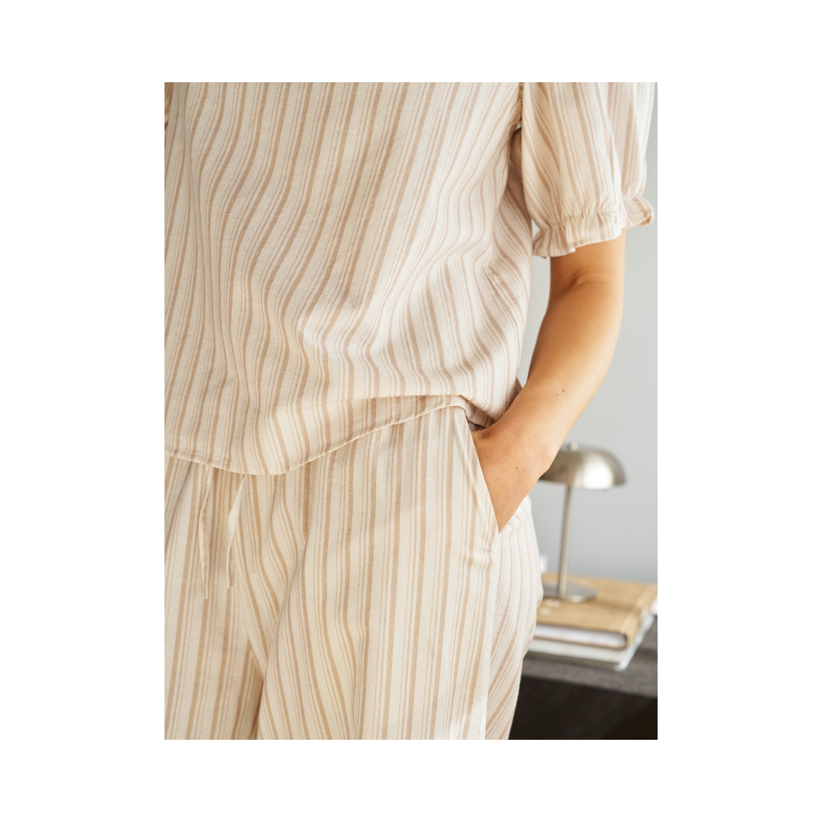 Heifa Linen Stripe Pants - Sand