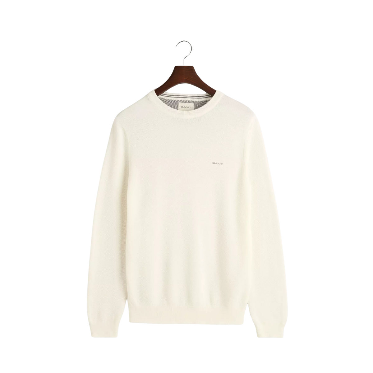 Cotton Pique C-Neck - Eggshell