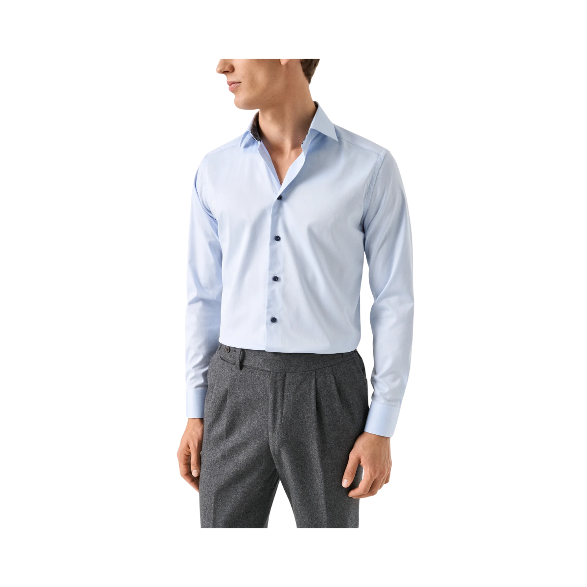 Floral Effect Signature Twill Shirt - Light Blue