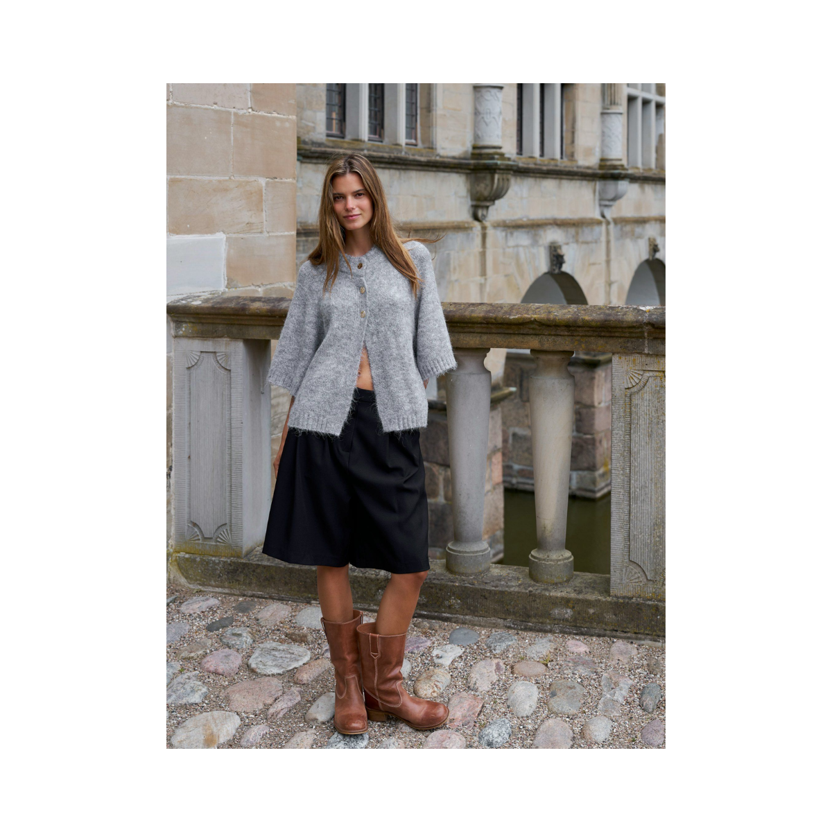 Benuta Fluffy Knit Cardigan - Grey Melange