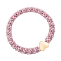 Fat Hair Tie W/Gold - Cotton Candy Glitter Stripe W/Heart